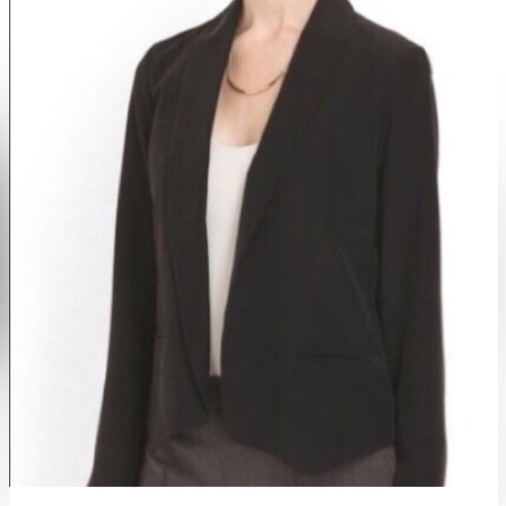 NWT! 100% Silk Cynthia Rowley Classic Black Open Blazer, Size S
